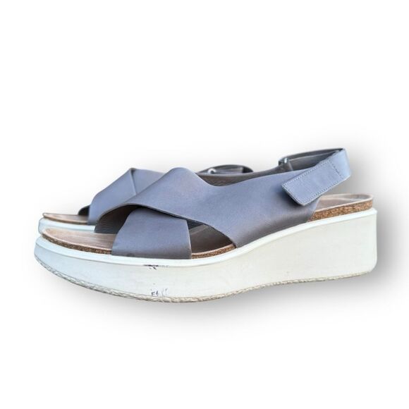 ECCO Corksphere Wedge Sandals Grey Comfort Walking Adjustable Women's size 10 - Picture 2 of 15